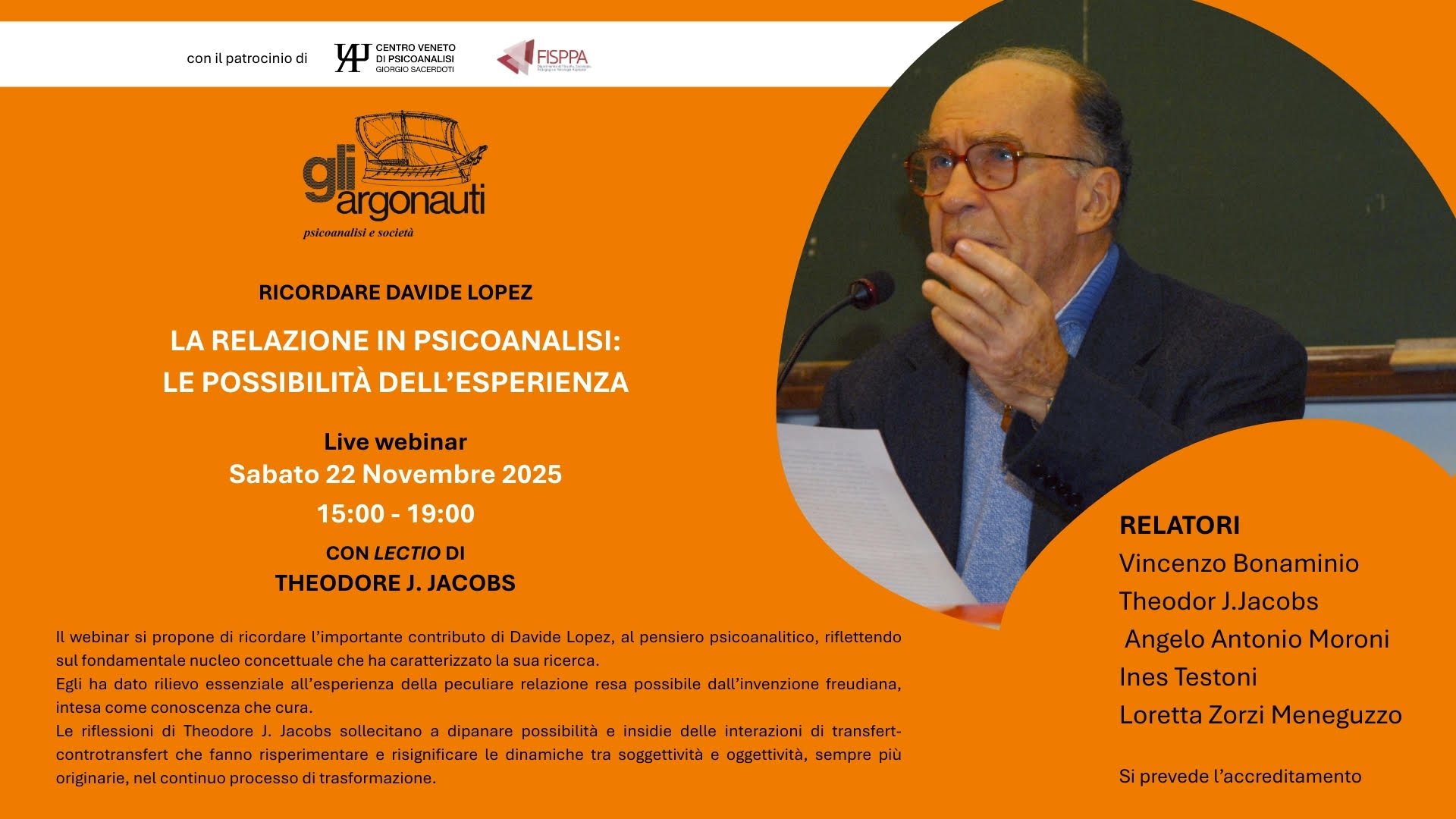 La relazione in psicoanalisi: le possibilità dell’esperienza. Webinar con Theodore J. Jacobs